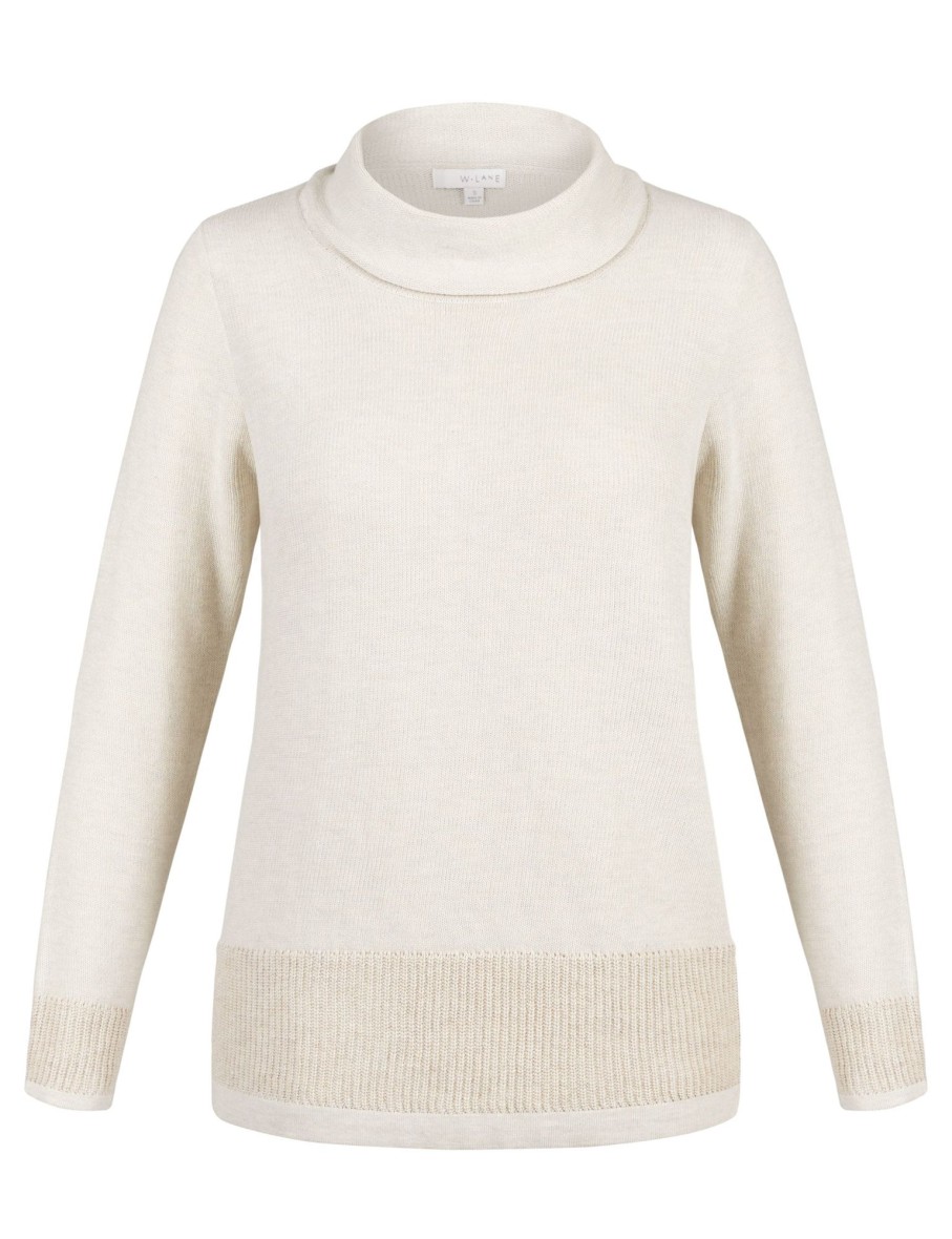 Knitwear WLane | W.Lane Cowl Neck Rib Detail Pullover Top