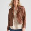 Outerwear Rivers | Rivers Leather Look Biker Jacket