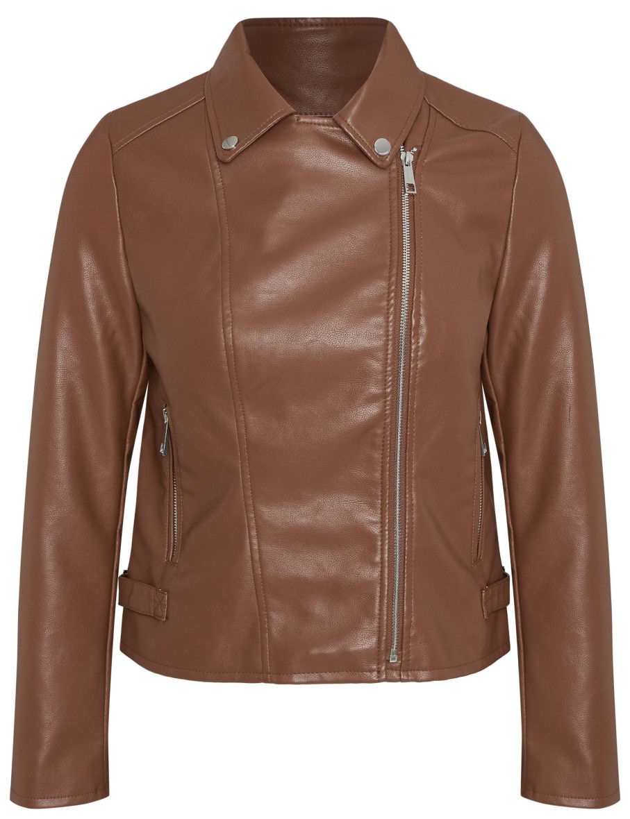 Outerwear Rivers | Rivers Leather Look Biker Jacket