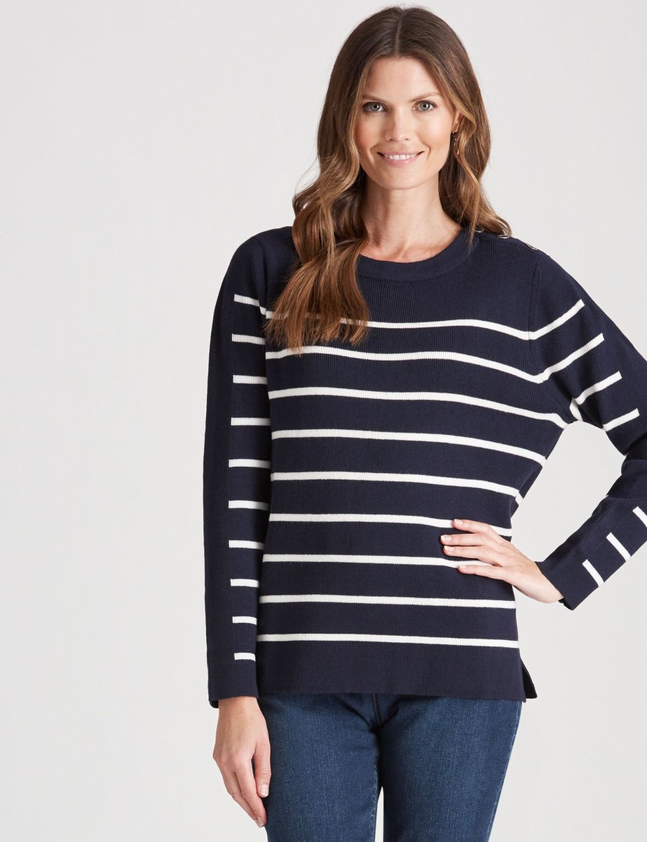 Knitwear WLane | W.Lane Stripe Button Detail Pullover