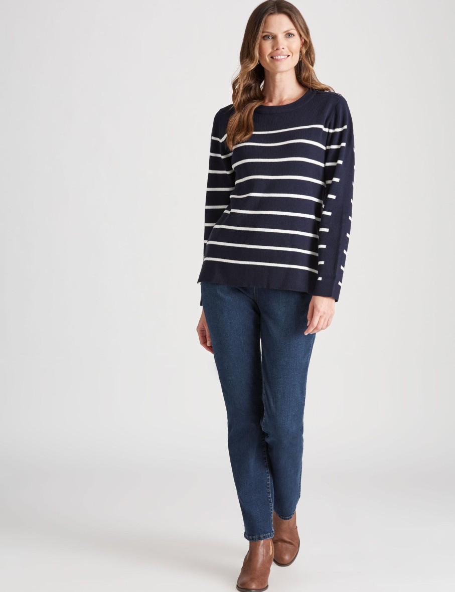 Knitwear WLane | W.Lane Stripe Button Detail Pullover