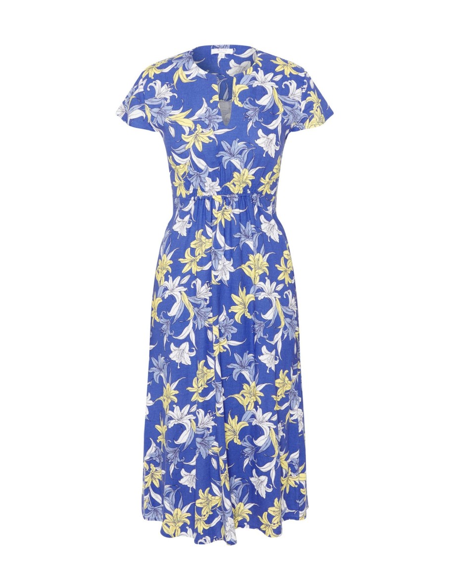 Dresses WLane | W.Lane Linen Floral Rouched Detail Dress