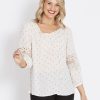 Tops Rockmans | Table Eight 3/4 Sleeve Lace Insert Blouse