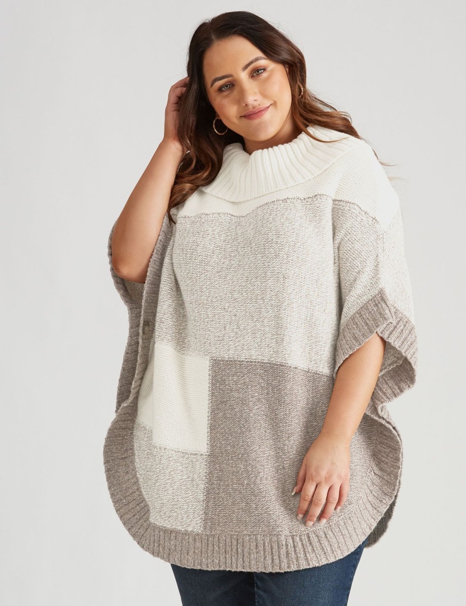 Knitwear Beme | Beme Colour Block Poncho