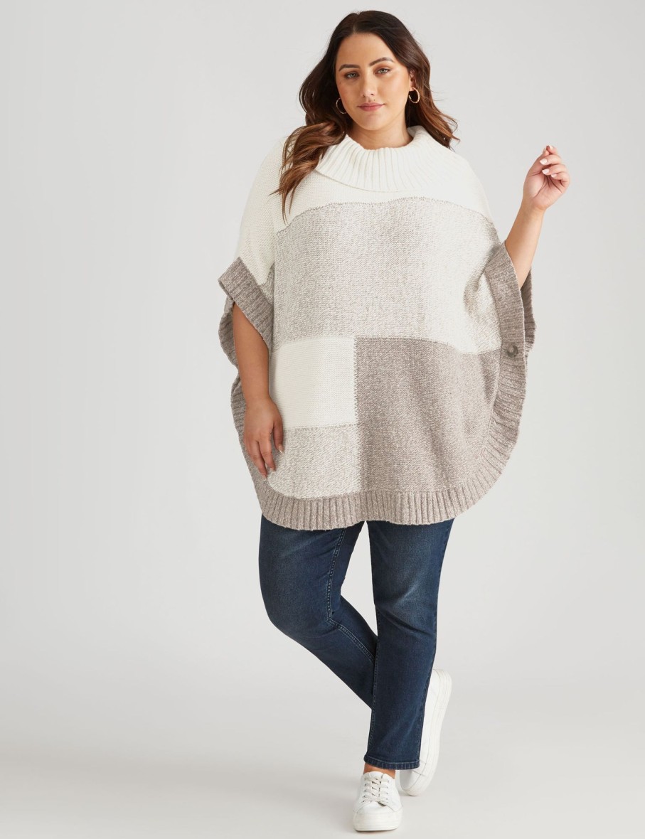 Knitwear Beme | Beme Colour Block Poncho