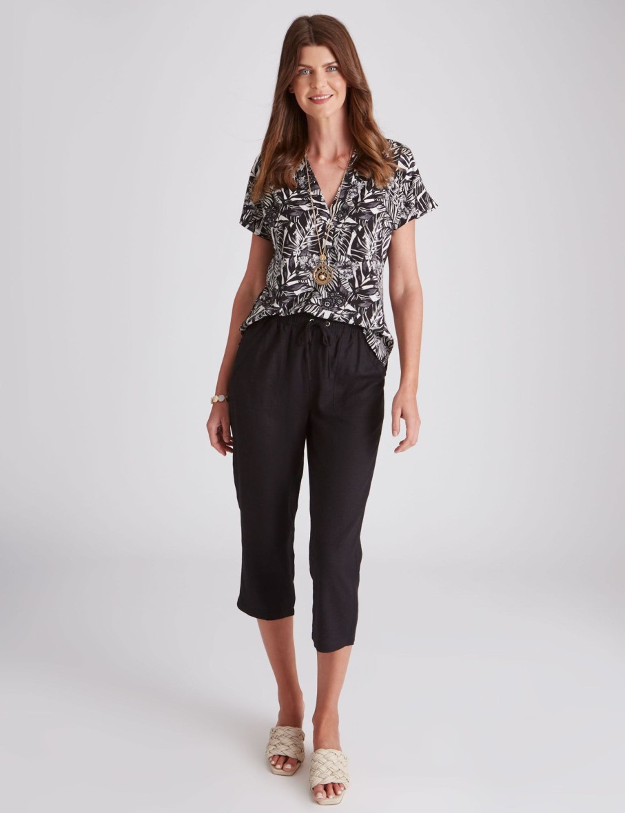 Bottoms WLane | W.Lane Crop Linen Pant