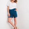 Bottoms Rockmans | Rockmans Mid Thigh Lace Trim Pull On Linen Short