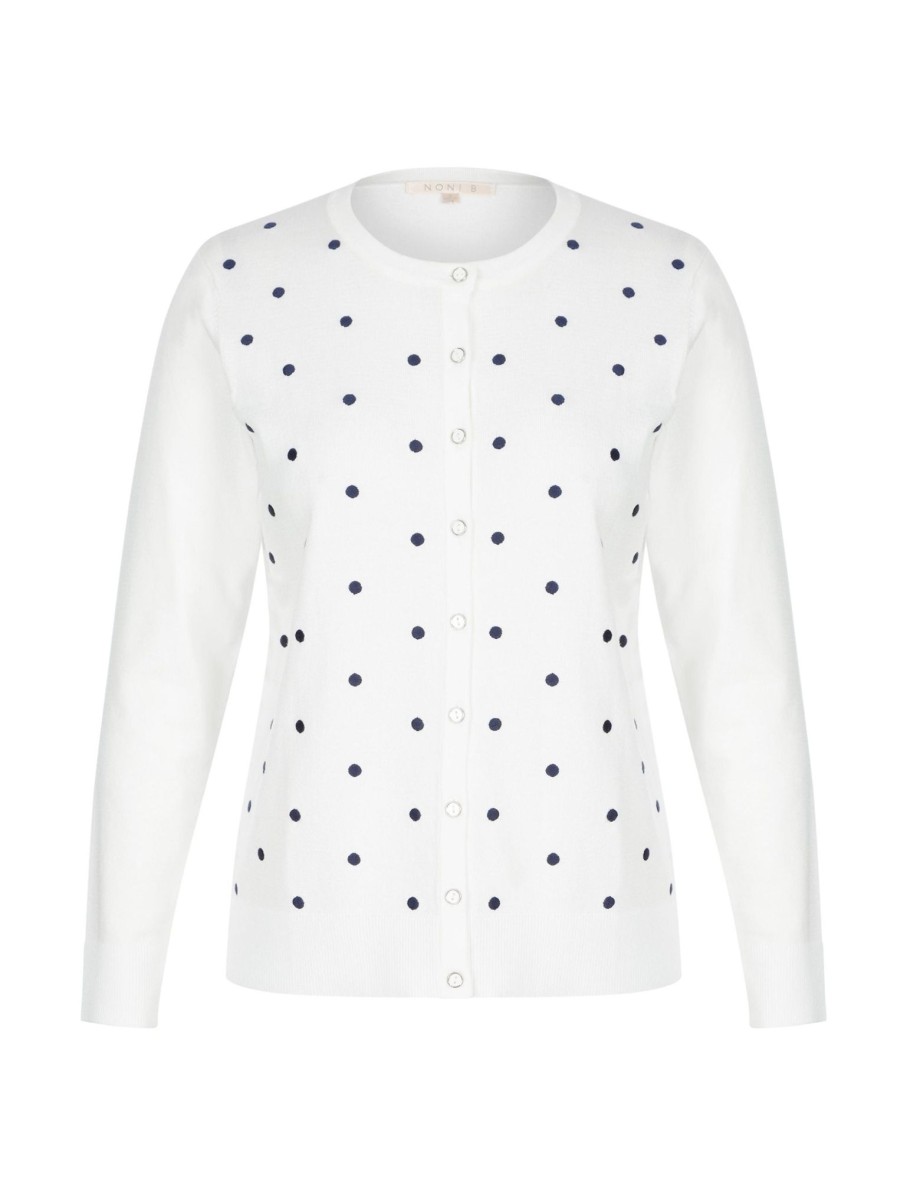 Knitwear NoniB | Noni B Long Sleeve Embroidered Spot Cardi