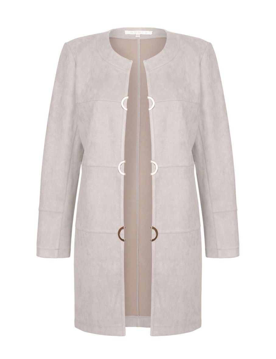 Outerwear NoniB | Noni B Seam Detail Suede Coat