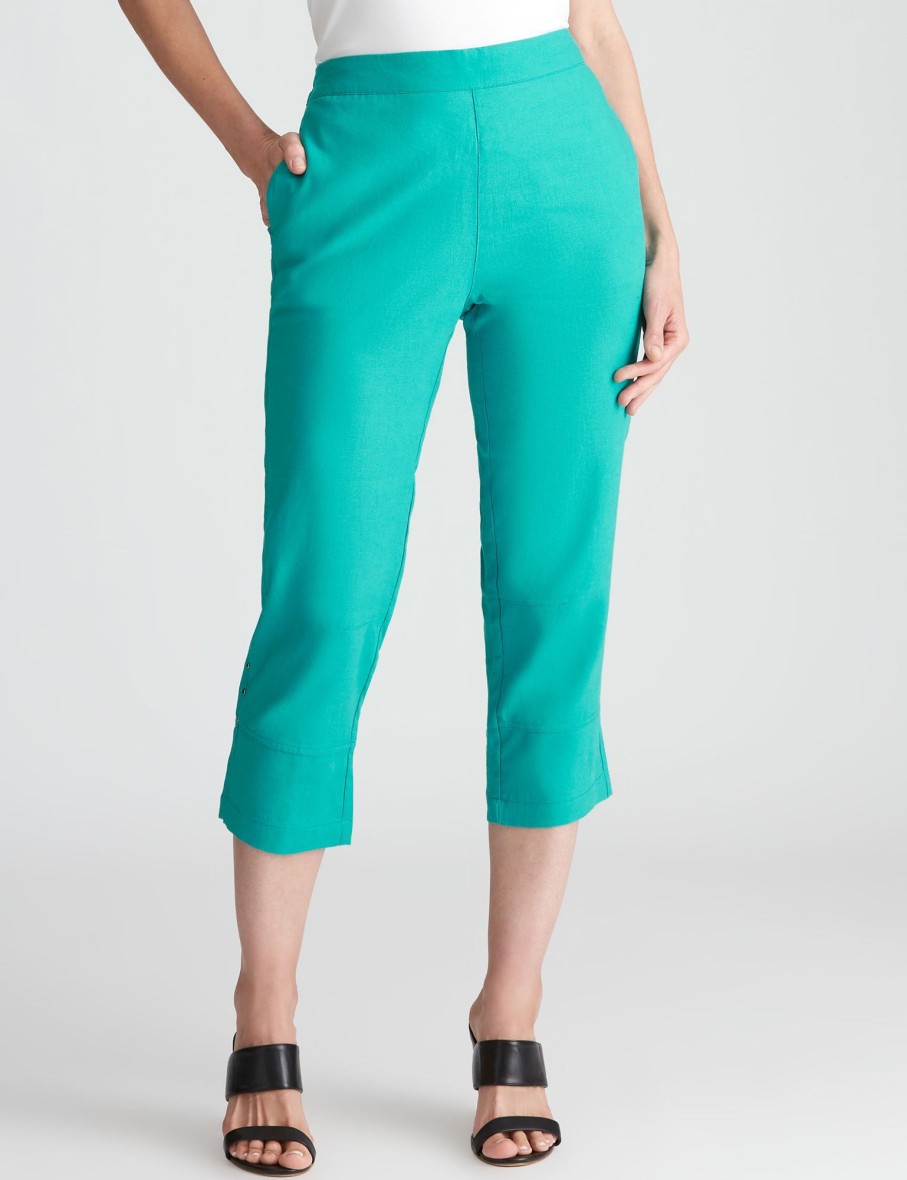 Bottoms WLane | W.Lane Stud Detail Linen Crop Pants