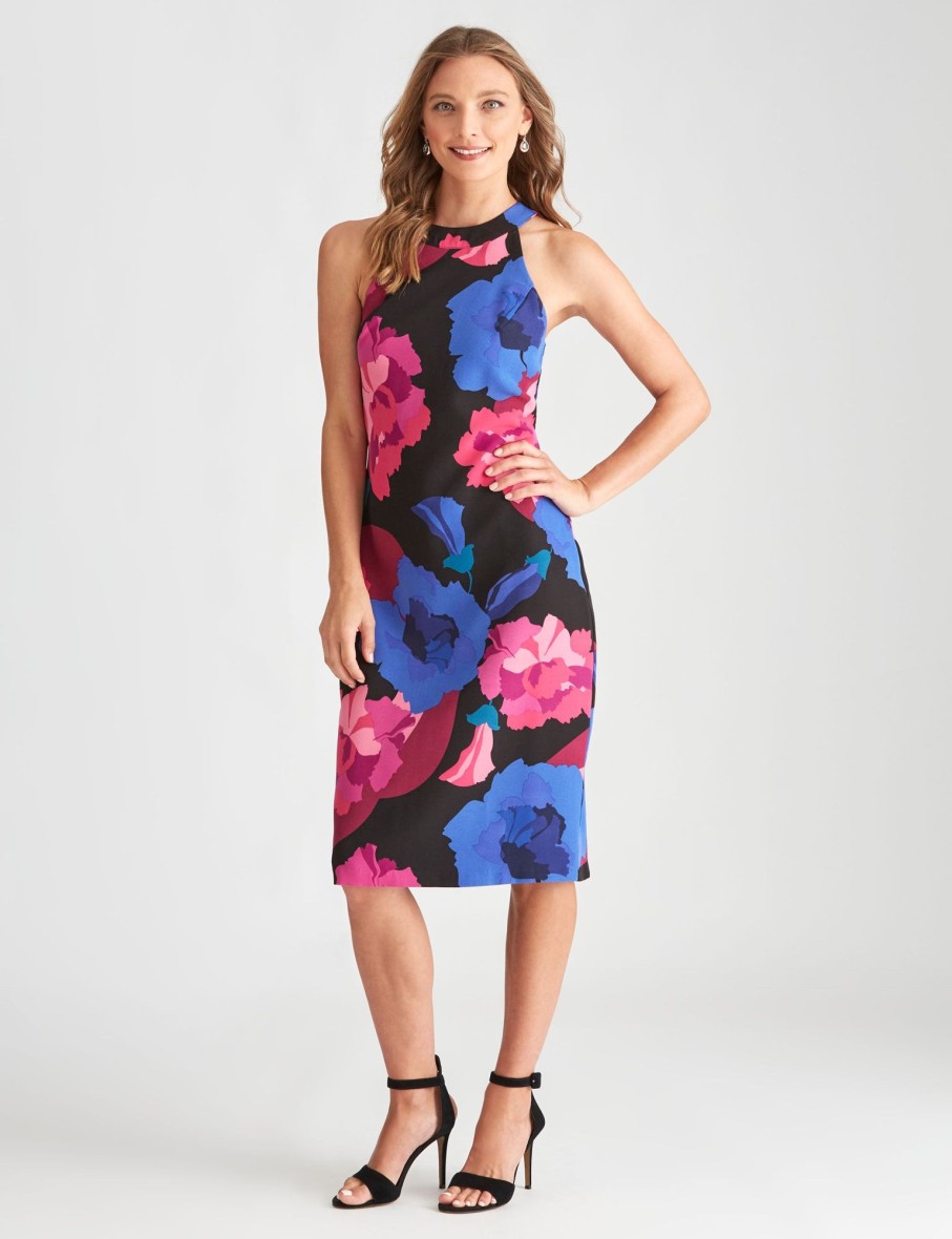 Dresses LizJordan | Liz Jordan Halter Floral Print Dress