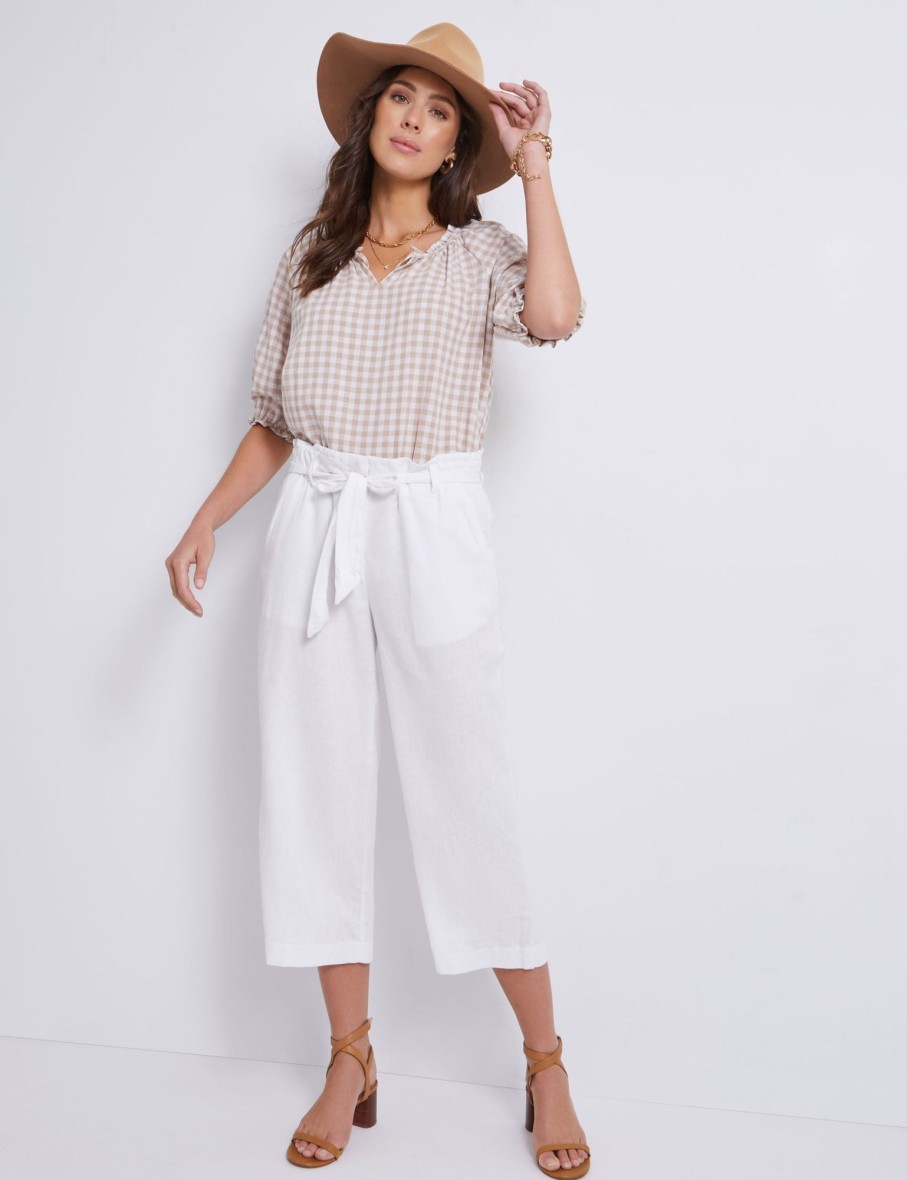 Bottoms Katies | Katies Linen Crop Pants