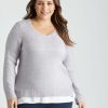 Knitwear Beme | Beme Long Sleeve Lilac Twofer Top