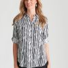 Tops NoniB | Noni B Short Sleeve Stripe Shirt