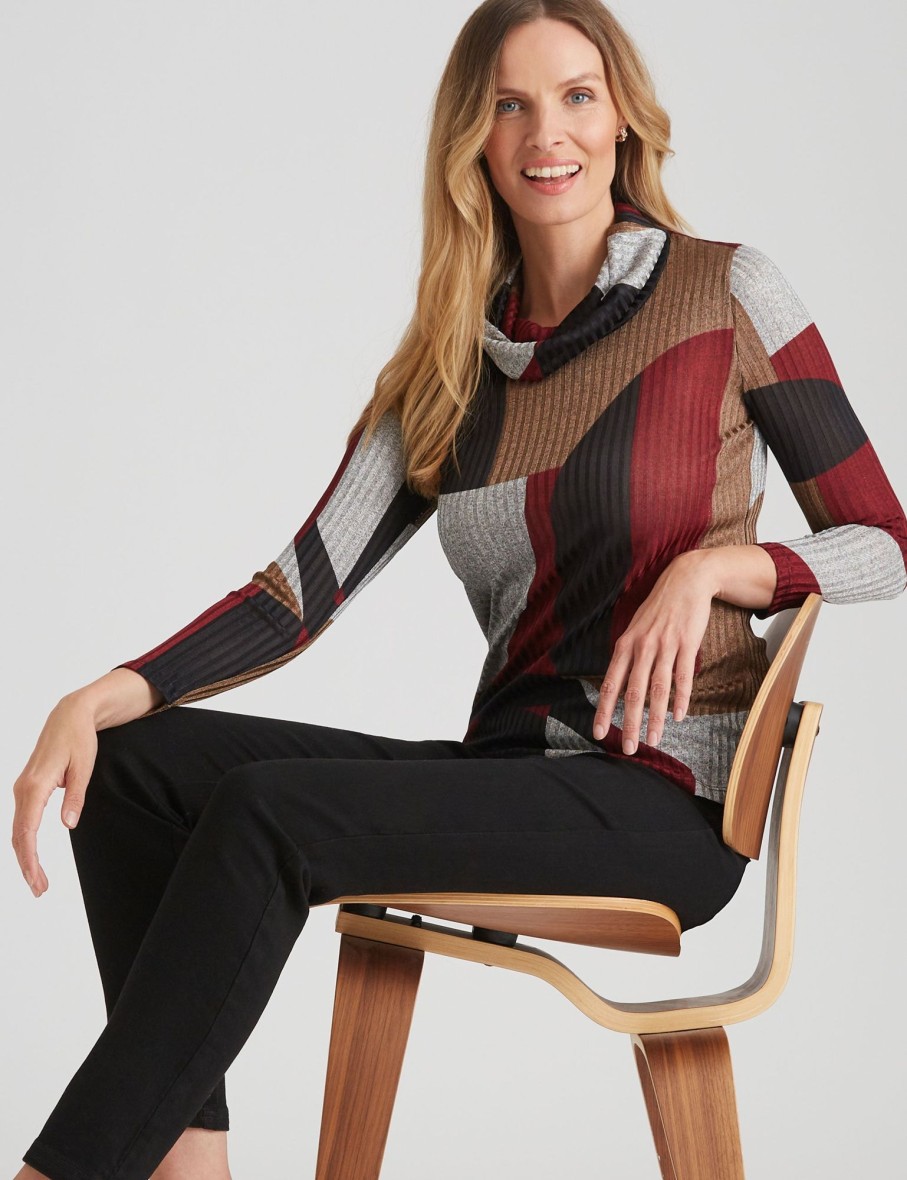 Tops NoniB | Noni B Knitwear Colour Block Top