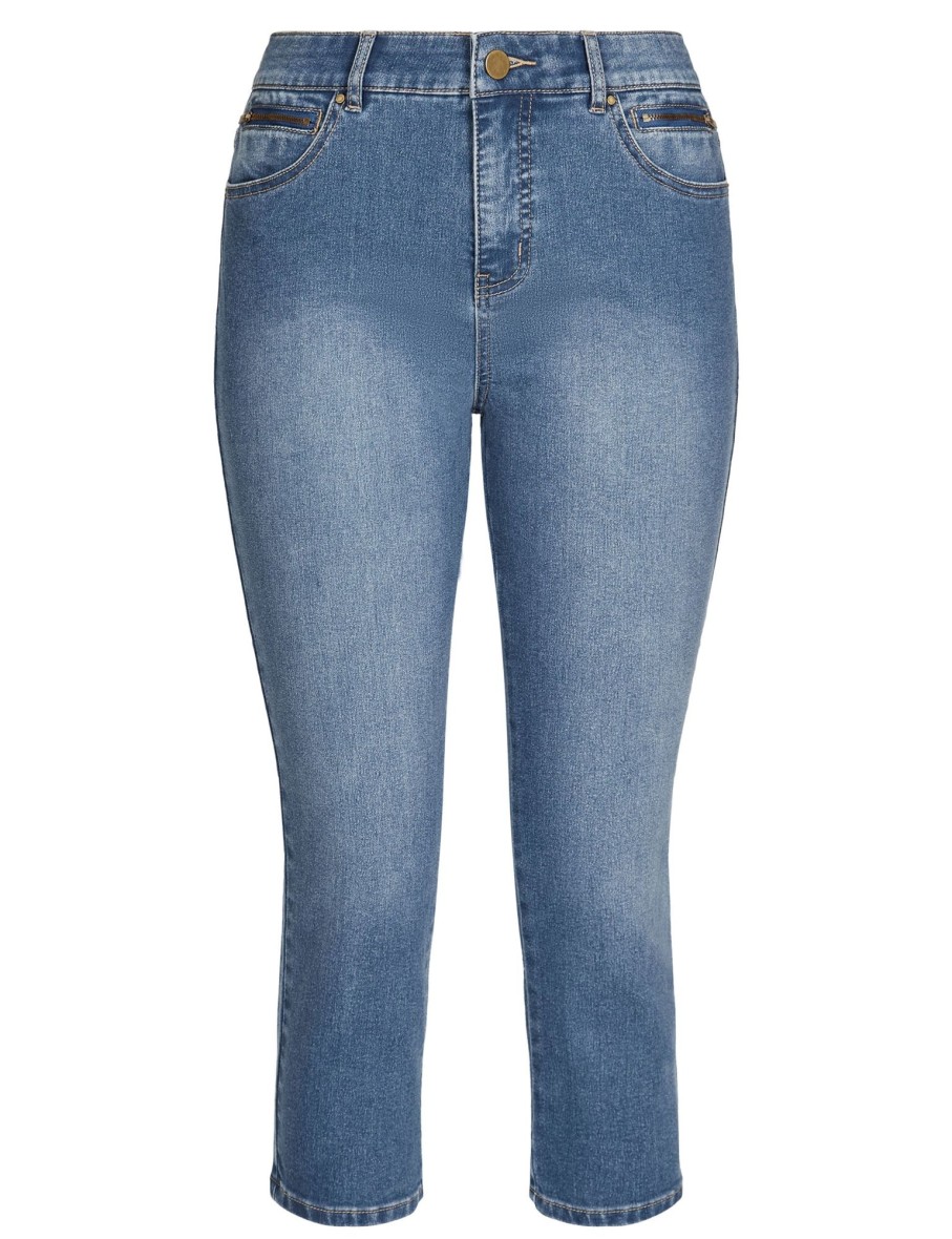 Bottoms Rockmans | Rockmans Crop Comfort Waist Jeans