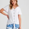 Tops Rockmans | Rockmans Embroidered Tie Top