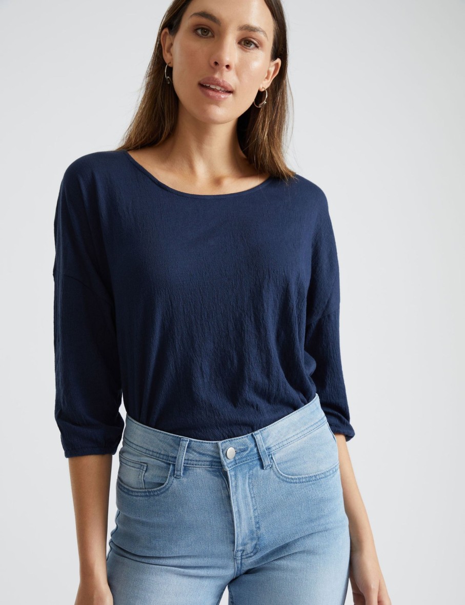 Tops Katies | Katies Button Back Textured Top