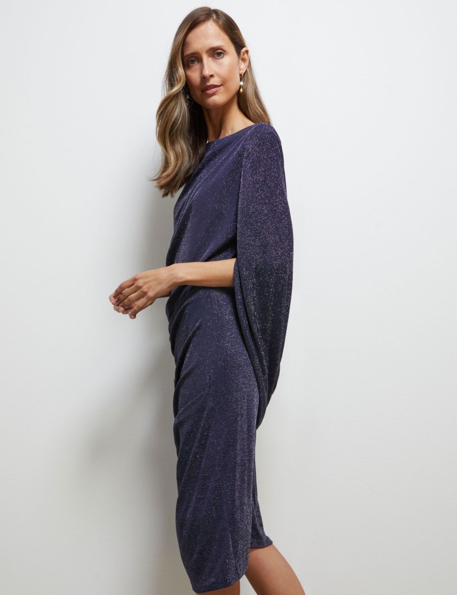 Dresses NoniB | Noni B Cape Sleeve Lurex Dress