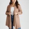 Knitwear Beme | Beme Long Sleeve Ribbed Shawl Cardigan