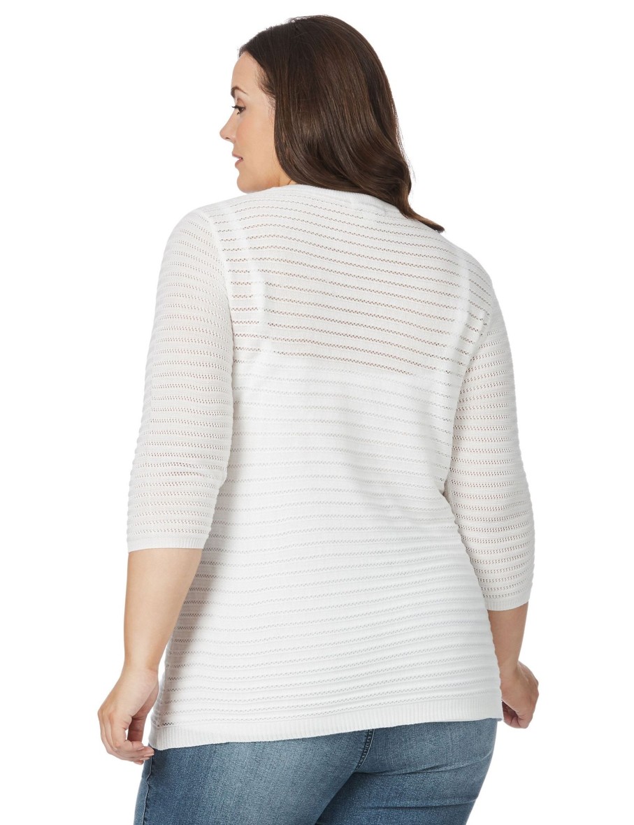 Knitwear Beme | Beme 3/4 Sleeve Lineal V-Neck Jumper