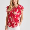 Tops NoniB | Flutter Sleeve Rose Print Top