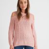 Knitwear Rockmans | Rockmans Cold Shoulder Bobble Knitwear Top