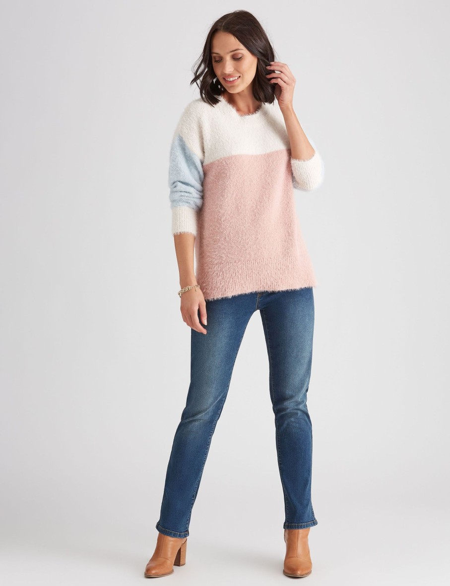 Knitwear Katies | Katies Fluffy Colour Block Jumper