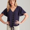 Tops NoniB | Noni B Flutter Sleeve Blouse