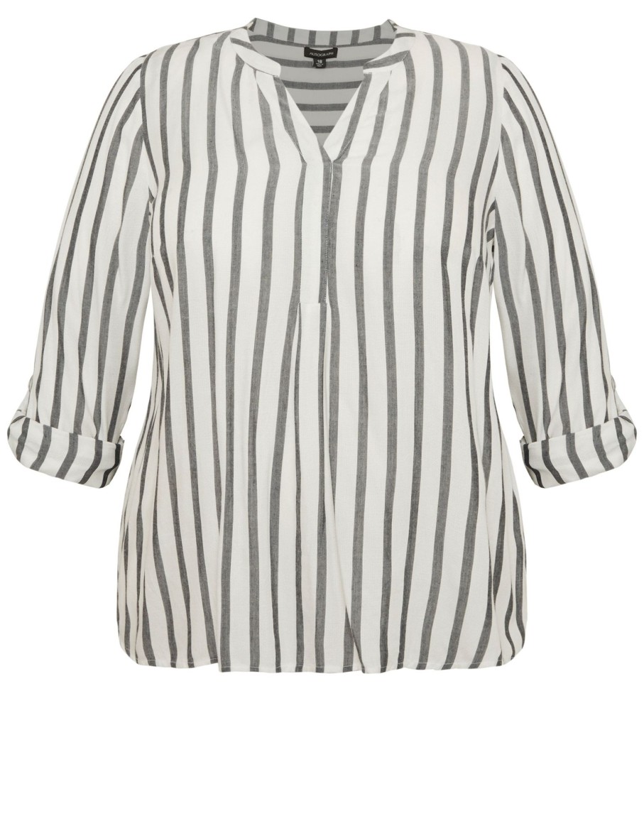 Tops Autograph | Autograph Woven Long Sleeve Textured Stripe Shirt