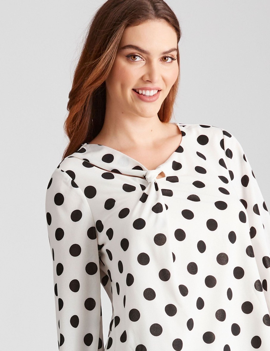 Knitwear LizJordan | Liz Jordan Polka Dot Knot Neck Top