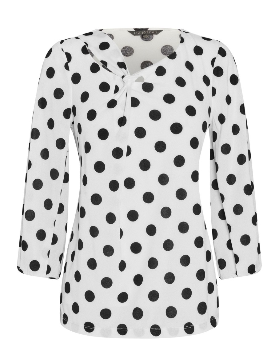 Knitwear LizJordan | Liz Jordan Polka Dot Knot Neck Top