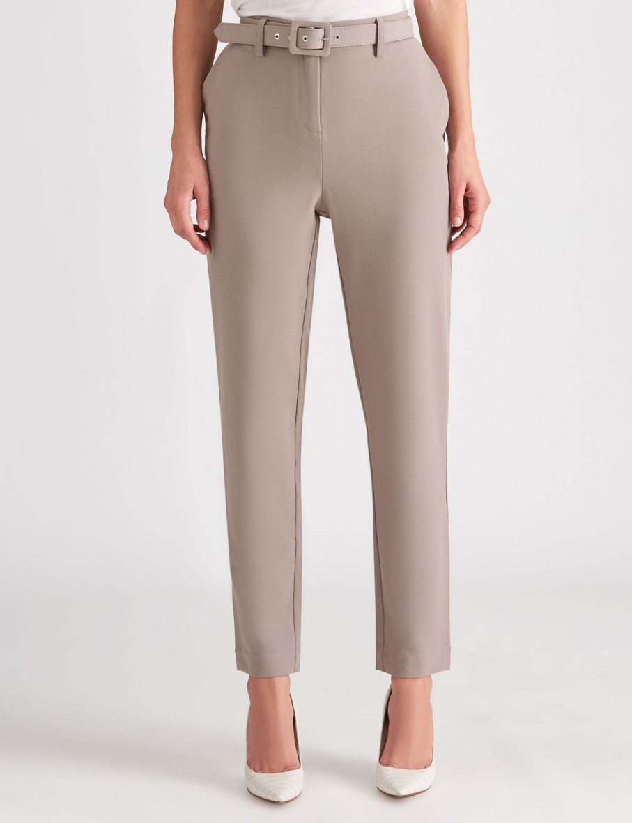 Bottoms LizJordan | Liz Jordan Slim Leg Belt Pant