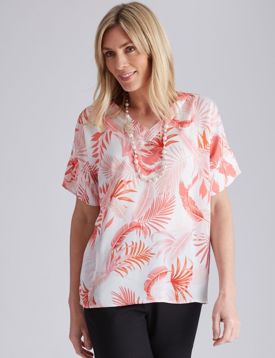 Tops NoniB | Noni B V-Neck Woven Printed Top