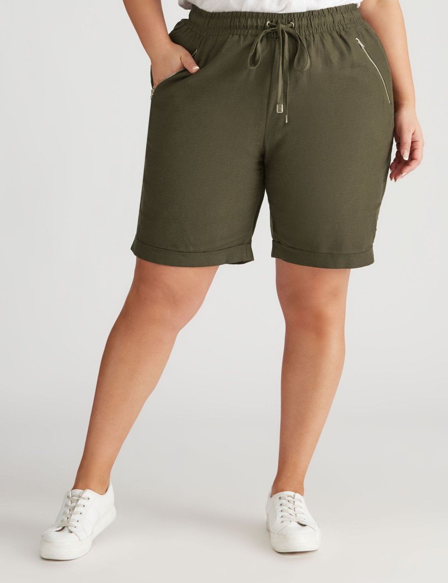 Bottoms Beme | Beme Linen Zipped Pocket Shorts