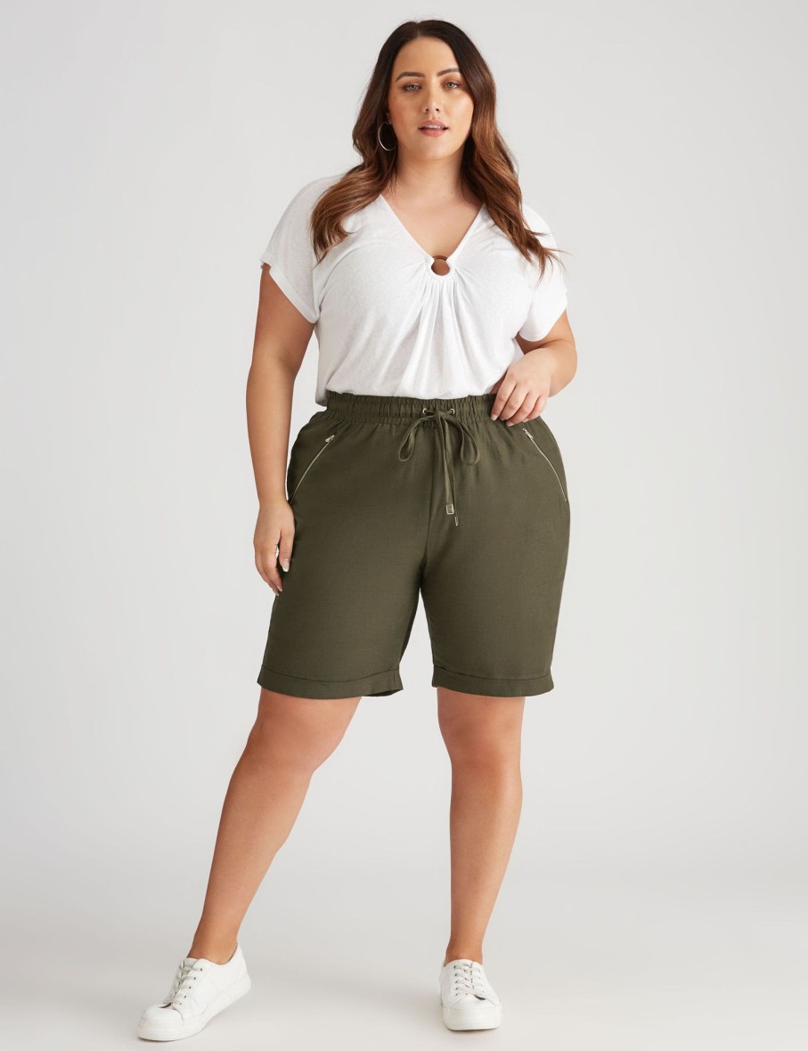 Bottoms Beme | Beme Linen Zipped Pocket Shorts