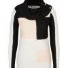 Knitwear Rockmans | Rockmans 3/4 Sleeve Cable Colour Block Knitwear Top