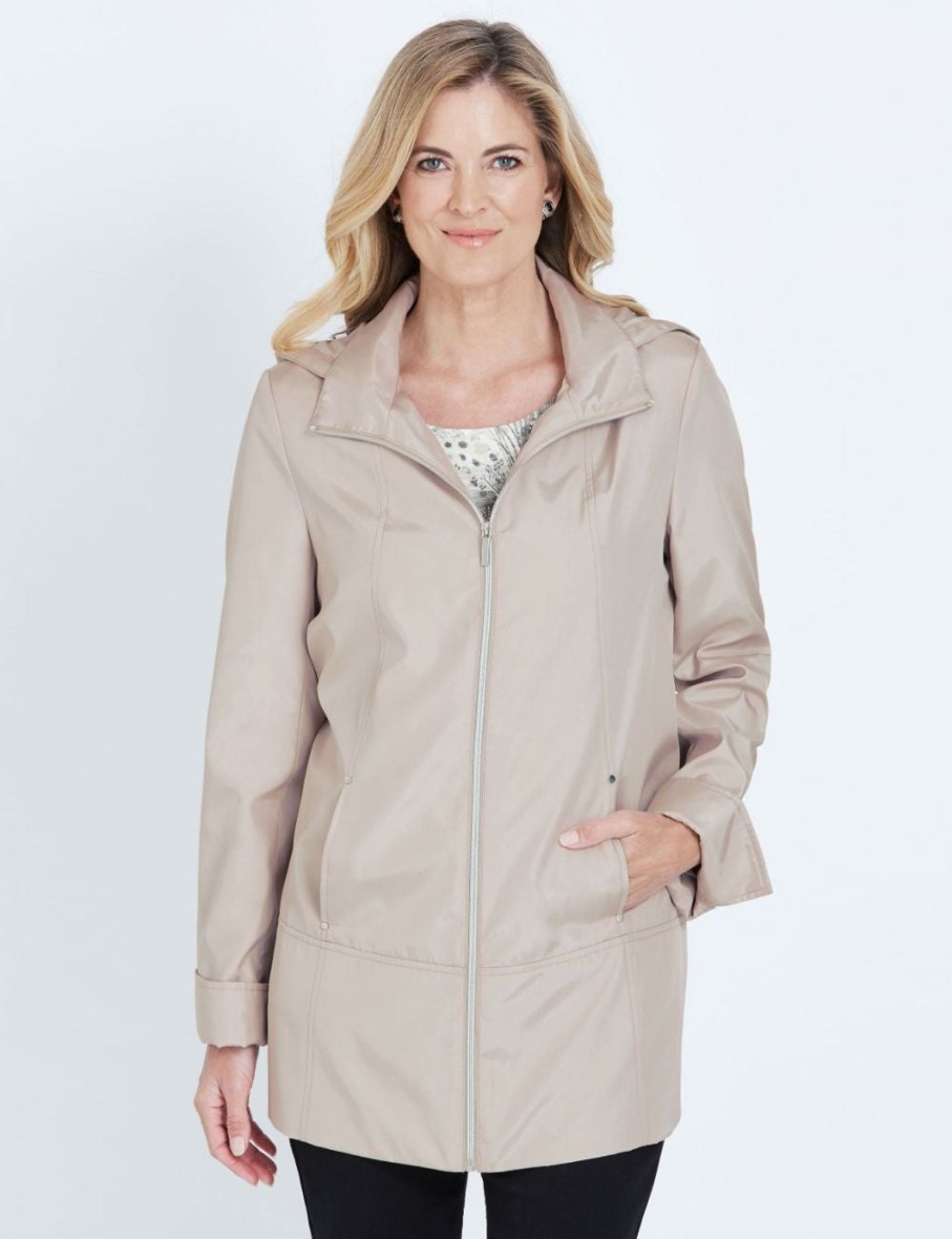 Outerwear NoniB | Noni B Long Sleeve Hooded Zip Through Coat