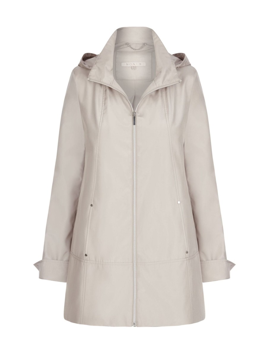 Outerwear NoniB | Noni B Long Sleeve Hooded Zip Through Coat