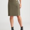 Bottoms Rockmans | Rockmans Knee Length Buckle Ponte Skirt