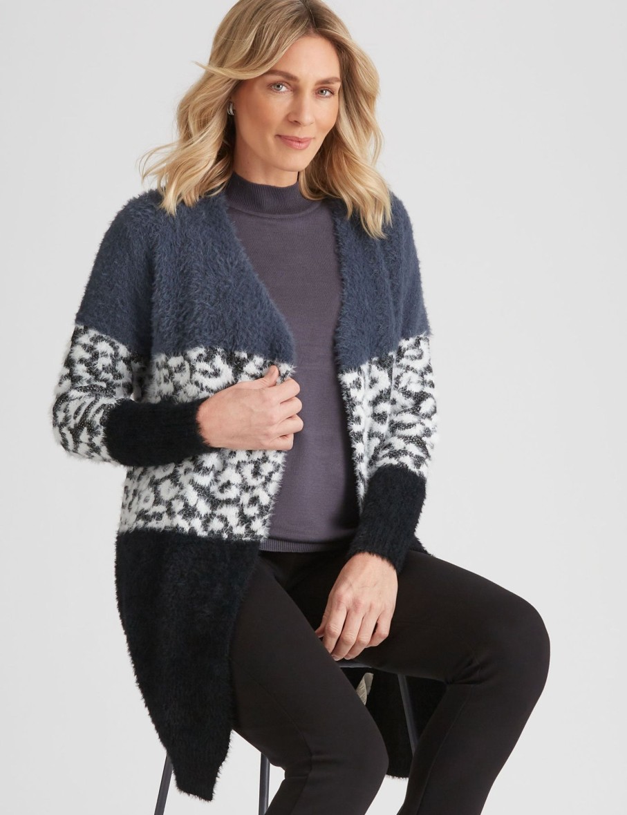 Knitwear NoniB | Noni B Long Line Fluffy Knitwear Cardigan