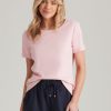 Tops NoniB | Noni B Round Neck Embroidered Rib T-Shirt