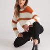 Knitwear Rockmans | Rockmans Long Sleeve Drop Shoulder Stripe Jumper