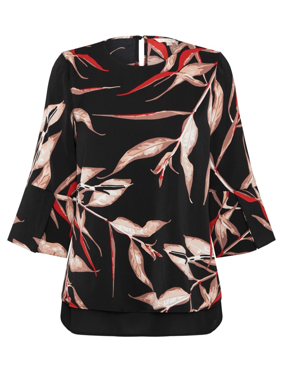 Tops NoniB | Noni B Overlay Leaf Print Top