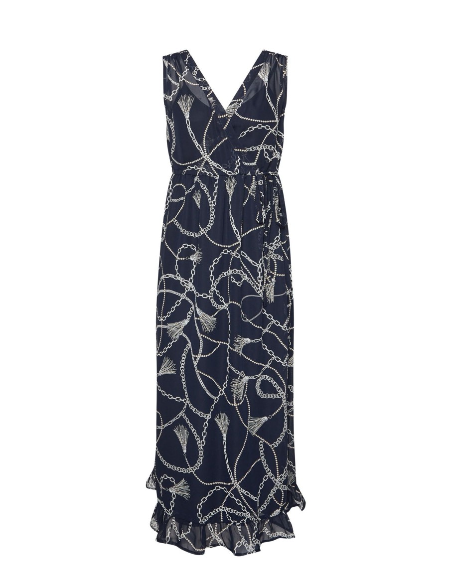 Dresses LizJordan | Liz Jordan V Neck Waist Tie Maxi Dress