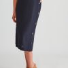 Bottoms Rockmans | Rockmans Midi Linen Button Side Skirt