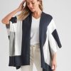 Knitwear Rockmans | Rockmans Extended Sleeve Colour Block Cardigan