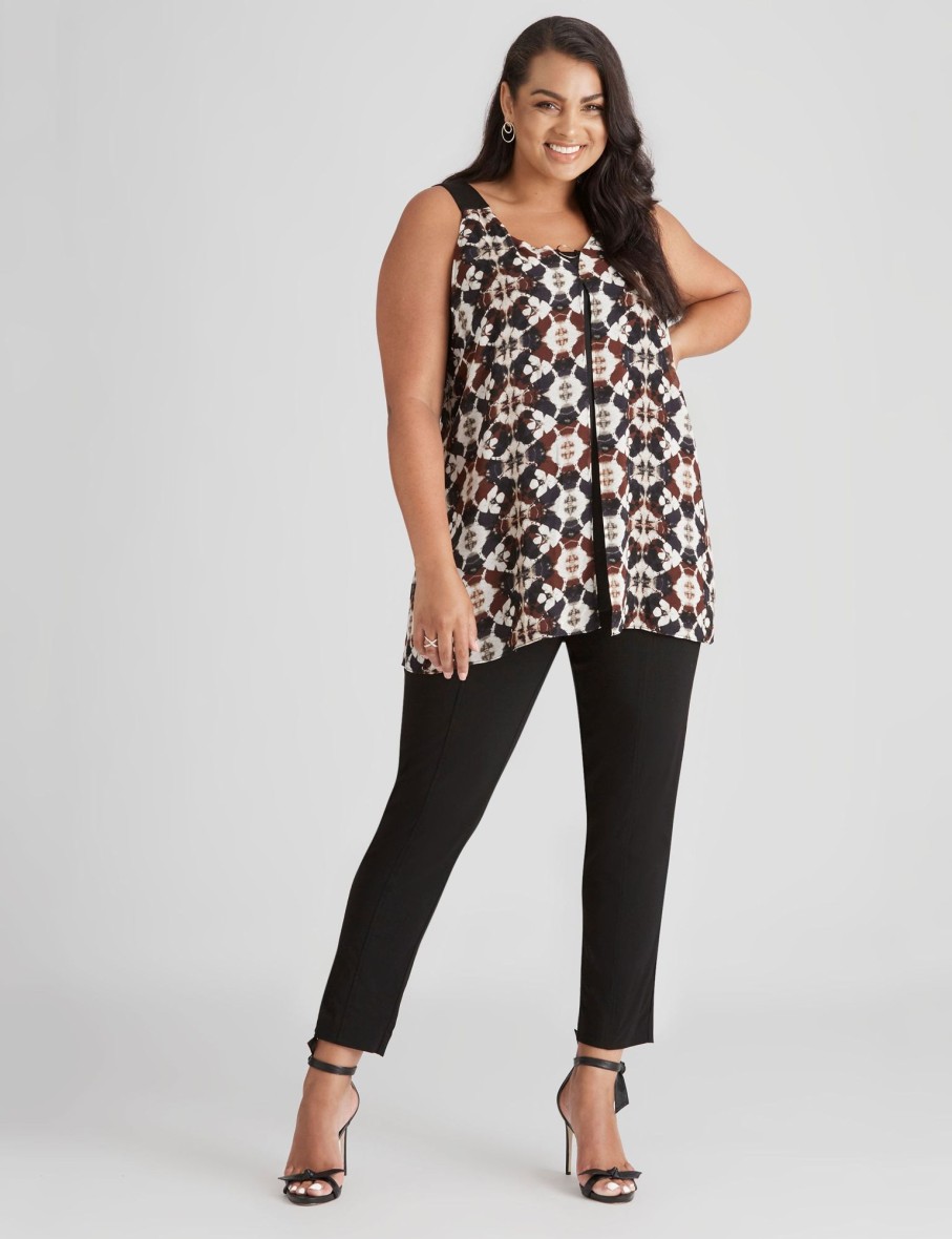 Tops Beme | Beme Printed Sleeveless Layered Top