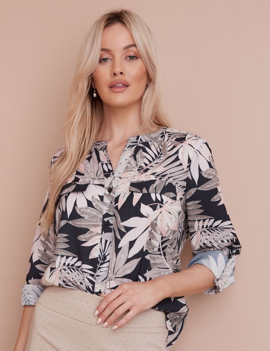 Tops NoniB | Print Nehru Collar Shirt