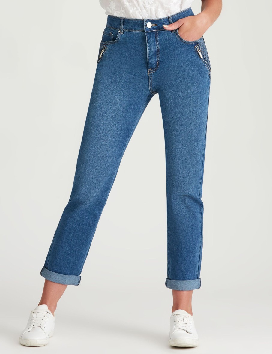 Bottoms Rockmans | Rockmans Full Length Biker Boyfriend Jeans